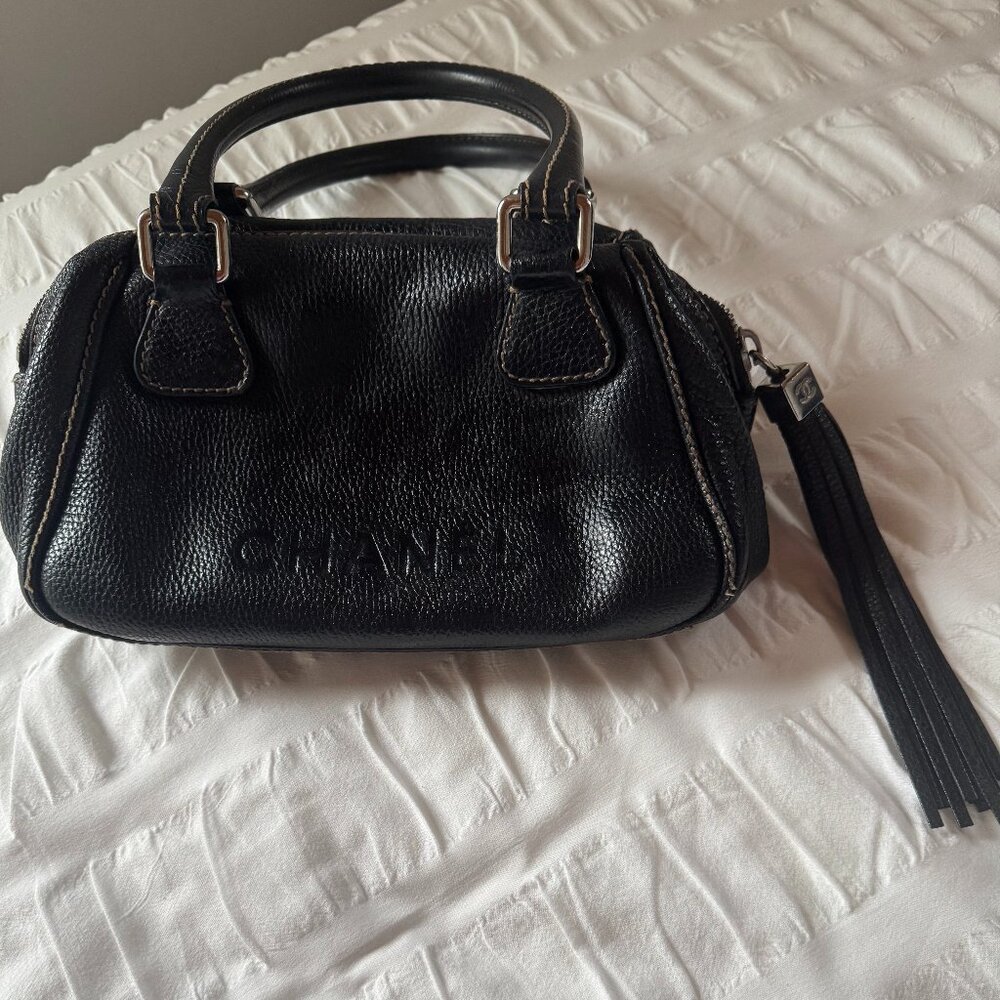 CHANEL Lax Tassel Pebble Leather Shoulder Bag